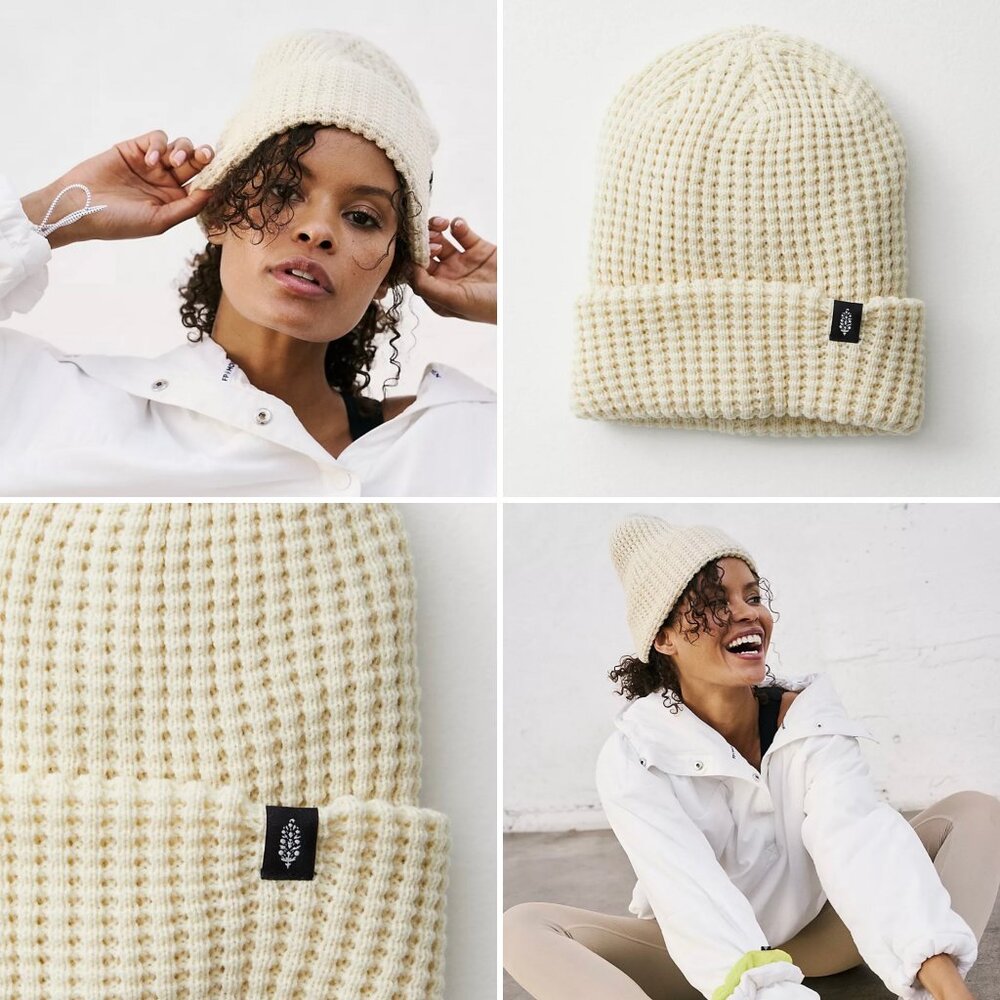 Free People Blissful Breeze Beanie in Ivory OS NWT